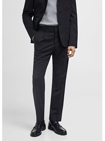 MANGO - Wool Slim-fit Suit Pants With Stripes NAVY