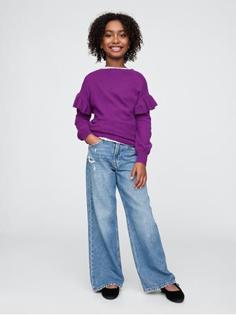 GAP - Kids CashSoft Ruffle Sweater ULTRA VIOLET