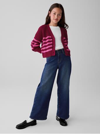 GAP - Kids High Rise SuperSoft Wide-Leg Ankle Jeans DARK WASH INDIGO 119