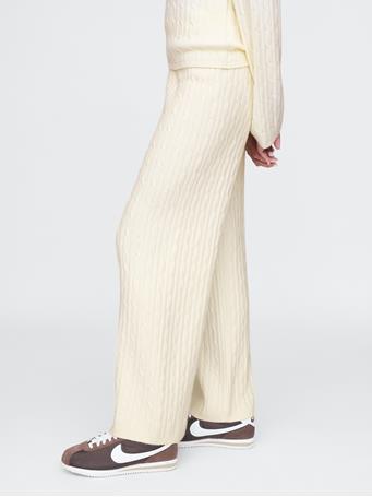GAP - CashSoft Cable-Knit Sweater Pants CREAM