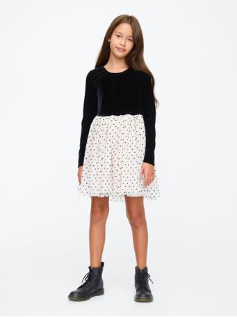 GAP - Kids Velour Tulle Dress BLACK DOTS
