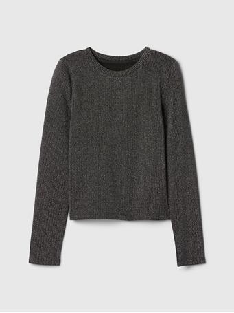 GAP - Kids Ribbed Crewneck Sweater BLACK METALLIC