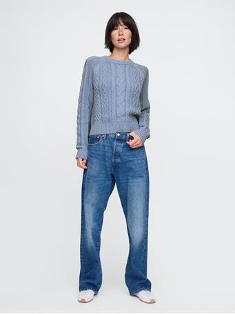 GAP - Classic Cable-Knit Sweater LIGHT BLUE HEATHER