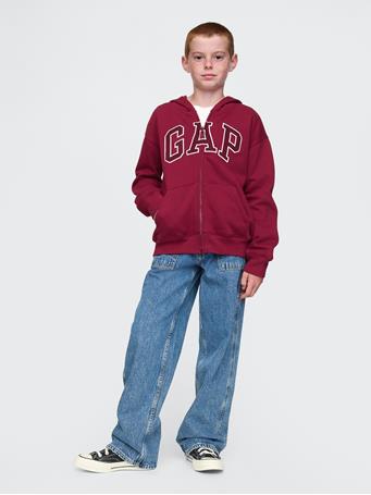 GAP - Kids Relaxed Gap Logo Zip Hoodie RED DELICIOUS