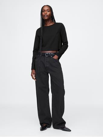 GAP - Organic Cotton Vintage Cropped T-Shirt BLACK