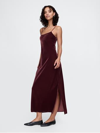 GAP - Recycled Velvet Maxi Slip Dress NOIR RED 2
