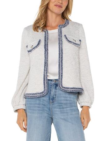 LIVERPOOL JEANS - Collarless Jacket CRM NVY BOUCLE