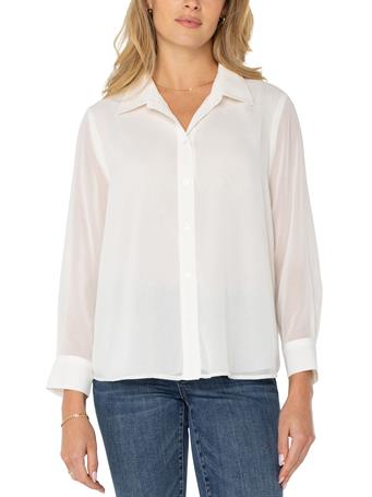 LIVERPOOL JEANS - Long Sleeve Shirt With Pleat Back IVORY