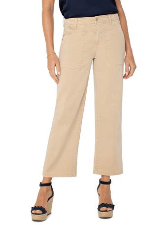 LIVERPOOL JEANS - Cargo Wide Leg Crop CAPPUCCINO