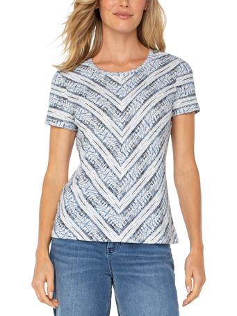 LIVERPOOL JEANS - Short Sleeve Knit Top With Miter PARADISE ML STR