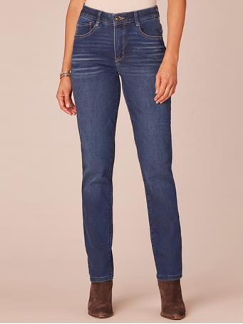DEMOCRACY - "Ab"solution High Rise Blue Denim Straight Leg Jeans BLUE