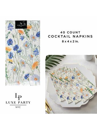 LUXE PARTY - 40-Pack Guest Wild Flowers Napkins WHITE