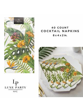 LUXE PARTY - 40-Pack Guest Yellow Palm Napkins WHITE