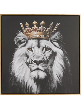 UMA HOME DECOR - Black Polystone Lion Shaded Framed Wall Art BLACK