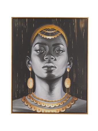 UMA HOME DECOR - Black Canvas Woman Shaded Living Room Framed Wall Art BLACK