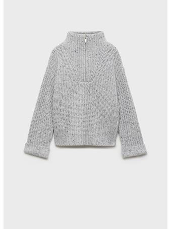 MANGO - High Neck Sweater With Zip GRAY