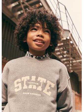 MANGO - Printed Cotton Sweatshirt GRAY