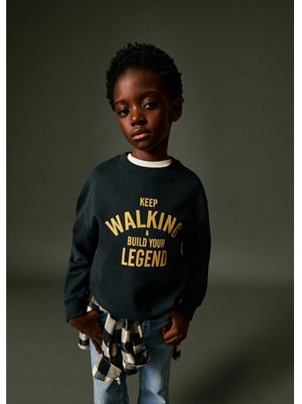 MANGO - Texture Detail Print Sweatshirt BLACK