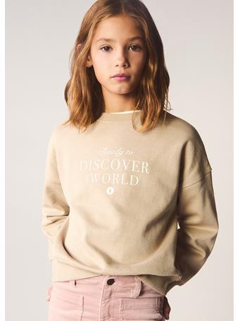 MANGO - Printed Cotton Sweatshirt MED BROWN