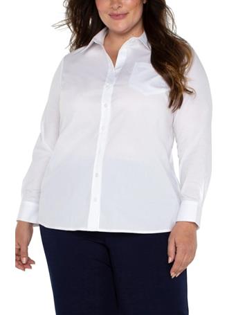 LIVERPOOL JEANS - Classic Button Front Poplin Shirt WHITE