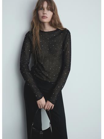 MANGO - Fine-knit Sweater With Rhinestones BLACK