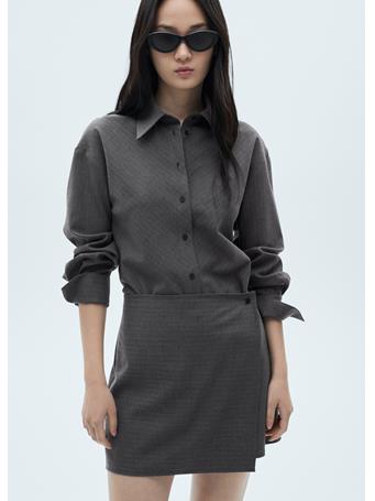 MANGO - Pinstripe Shirt Dress LT PASTEL GREY
