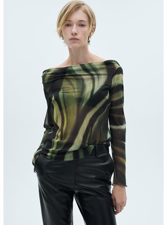 MANGO - Semi-transparent Printed Blouse BLACK