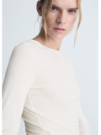 MANGO - Long-sleeved Boat-neck T-shirt NATURAL WHITE