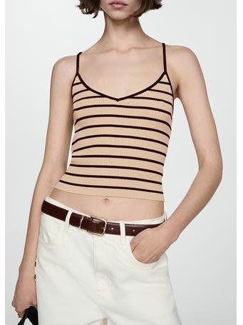 MANGO - Ribbed Top With Thin Straps LIGHT BEIGE