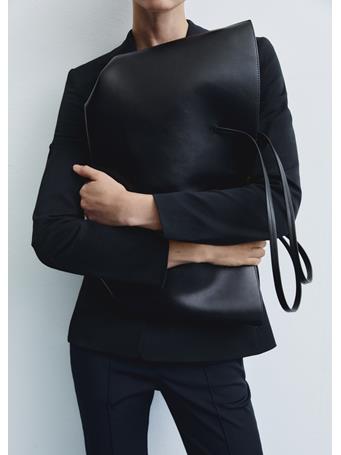 MANGO - Shopper Bag With Metallic Detail BLACK