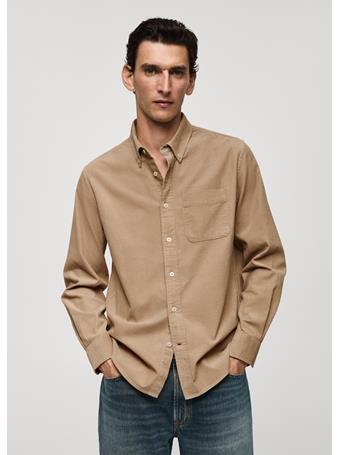 MANGO - Classic-fit Micro-corduroy Shirt BEIGE