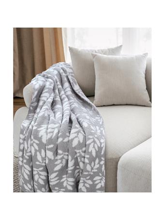 RAMALLAH TRADING - Leaf Feather Knit Throw GREY