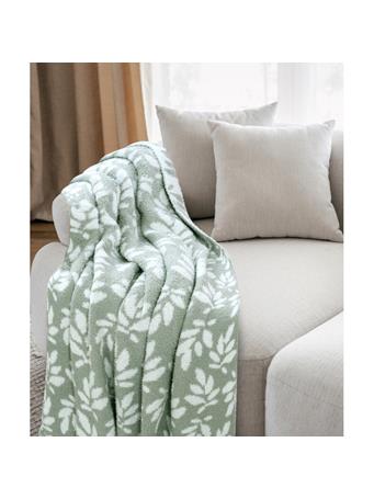 RAMALLAH TRADING - Leaf Feather Knit Throw SAGE