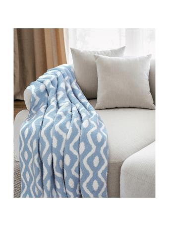 RAMALLAH TRADING - Ogee Feather Knit Throw - Blue BLUE