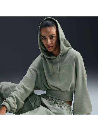 NIKE - Sportswear Women's Oversized Cropped French Terry Pullover Hoodie JADE