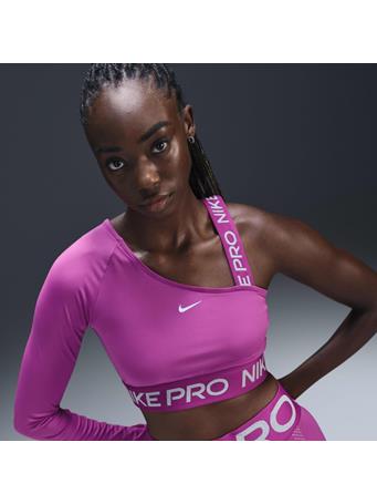 NIKE - Pro Shine Women's Dri-FIT Asymmetrical Cropped Top FUSHIA