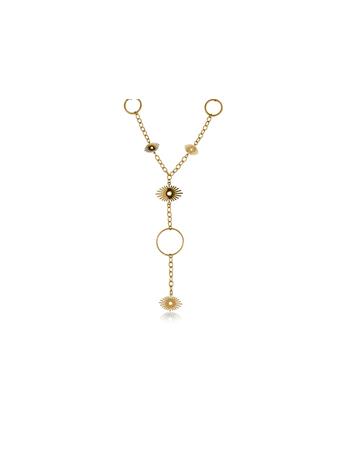 BIG METAL LONDON - Cara Stainless Steel Sun Burst Lariat GOLD
