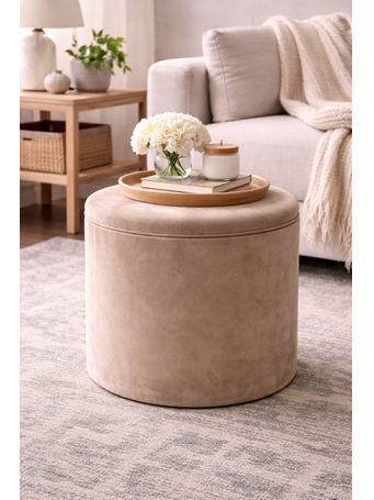 MARINER HOME - Velvet Storage Ottoman 11 TAUPE