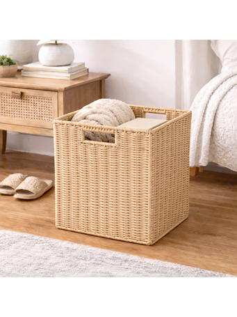 CONTAINED - Paper Rattan Storage Cube NATURAL