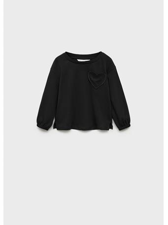 MANGO - Embroidered Heart T-shirt BLACK