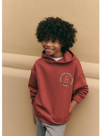 MANGO - Embroidered Detail Cotton Sweatshirt DARK RED