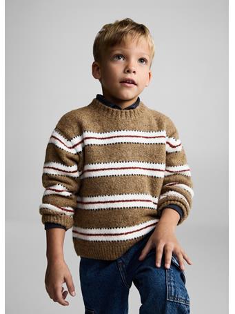 MANGO - Striped Knit Sweater MED BROWN