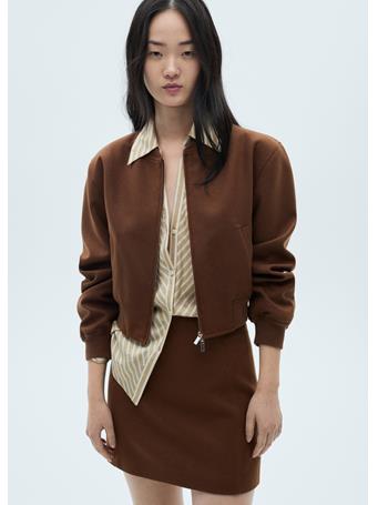 MANGO - Wool Bomber Jacket DARK BROWN