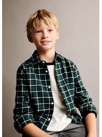 MANGO - Check Cotton Shirt DARK GREEN