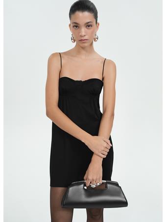 MANGO - Short Dress With Corset Neckline BLACK