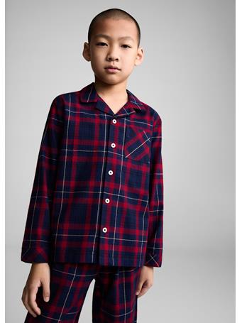 MANGO - Two-piece Checked Long Pajamas DARK RED