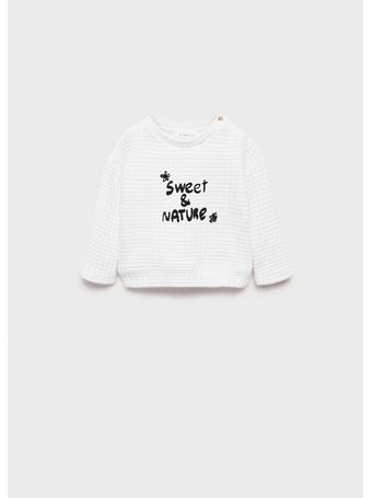 MANGO - Textured Message Sweatshirt IVORY