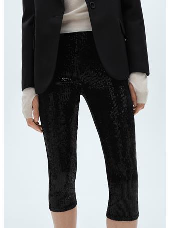 MANGO - Sequined Capri Leggings BLACK