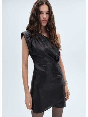 MANGO - Textured Asymmetrical Dress BLACK