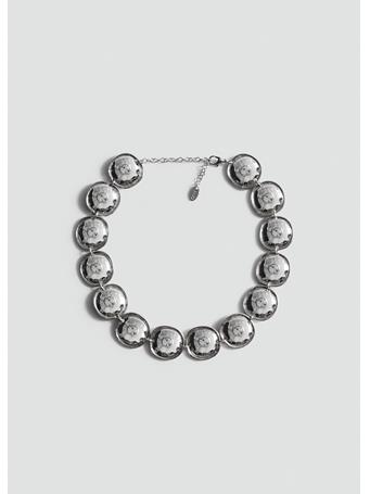 MANGO - Crystal Coin Necklace LT PASTEL GREY